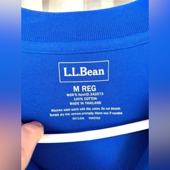 L.L.Bean Men’s Medium Traditional Fit Solid Blue Short Sleeve Polo Shirt • GUC - Picture 6 of 11